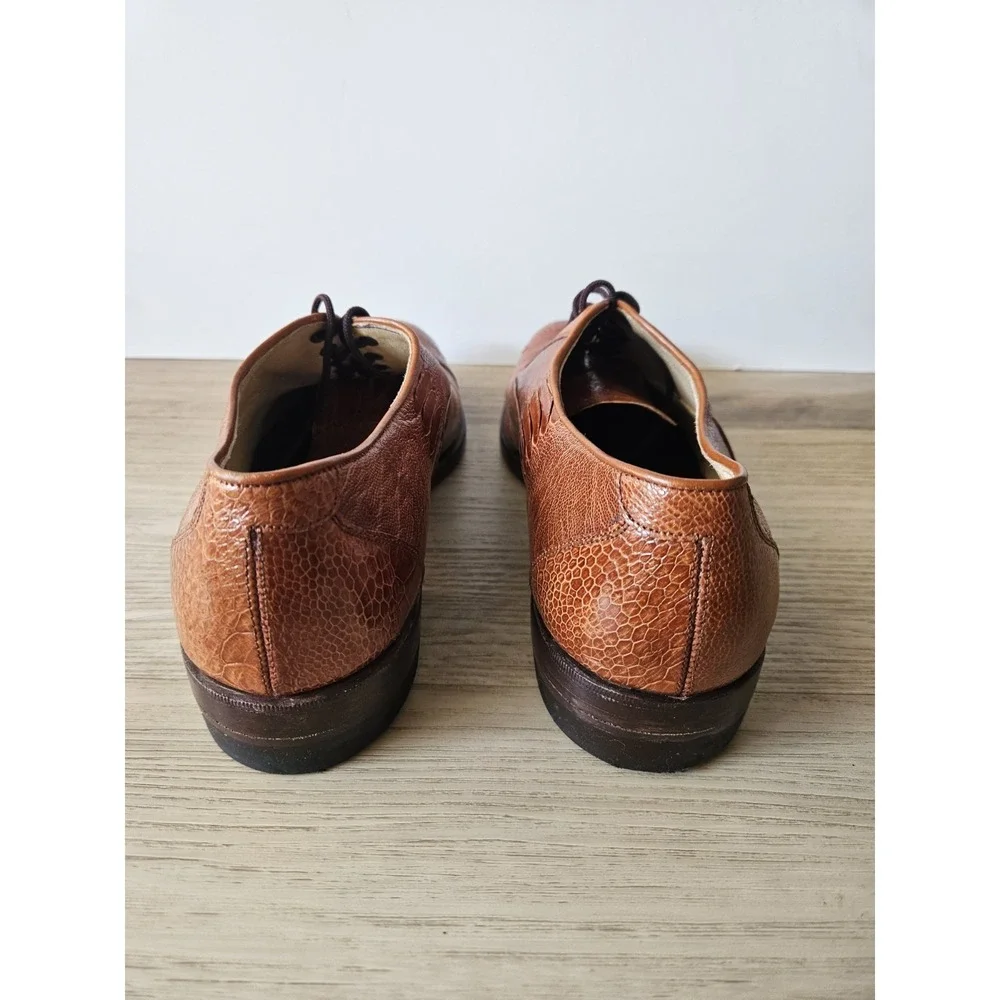 Stephen & Co. Cognac Ostrich Leg Dress Shoes Size 9.5 (Measures 11